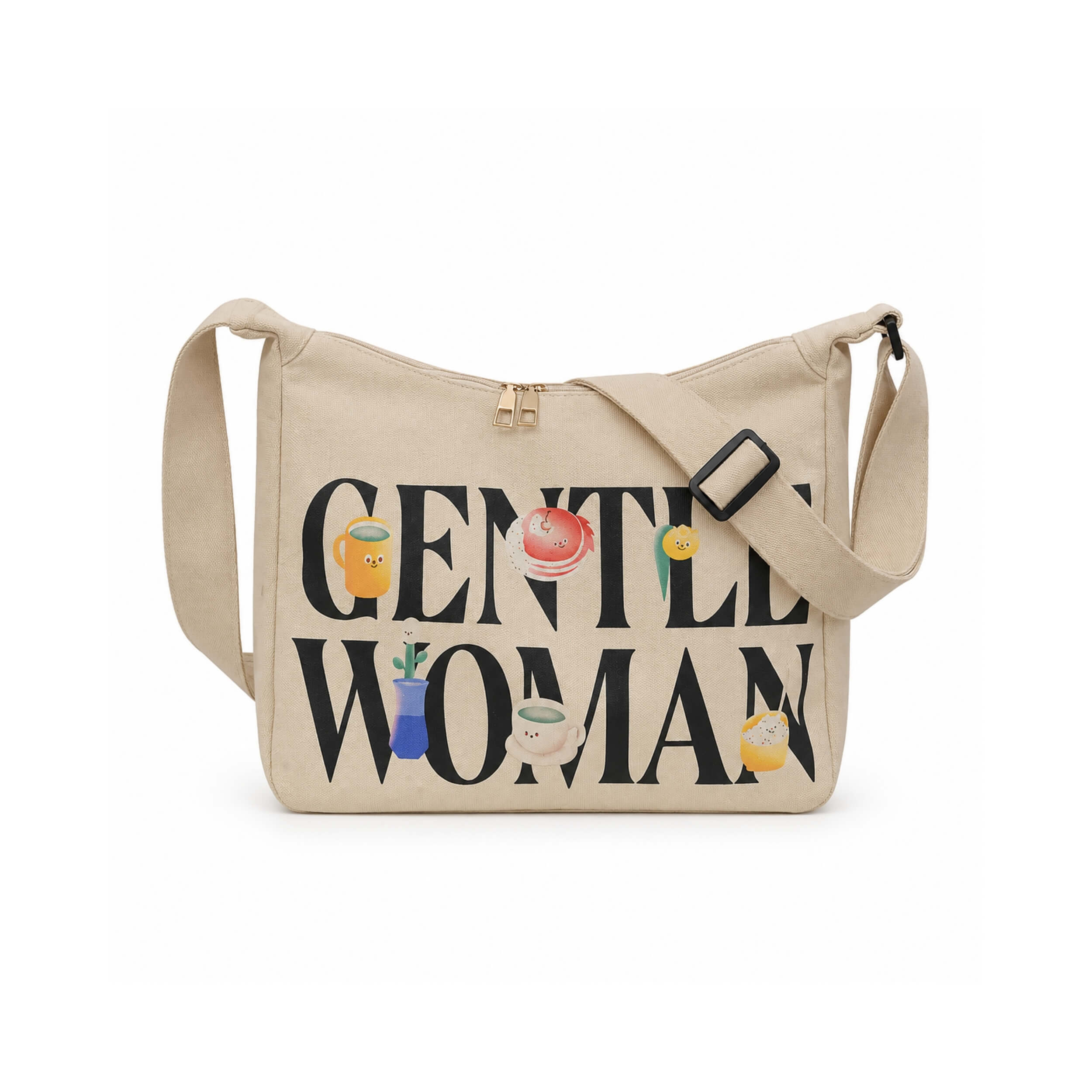 Center Woman Canvas Crossbody Bag