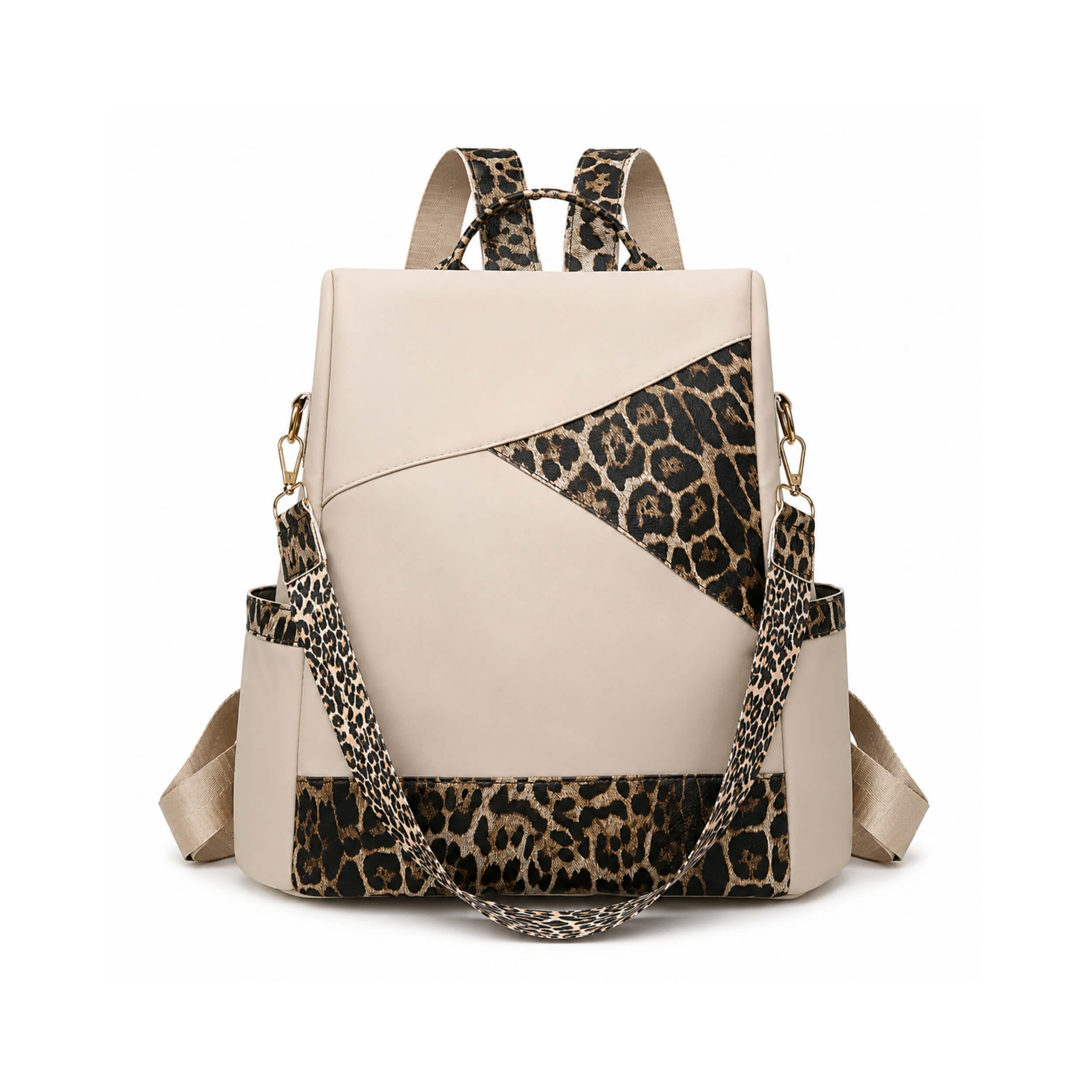 Leopard Print Convertible Backpack Shoulder Bag