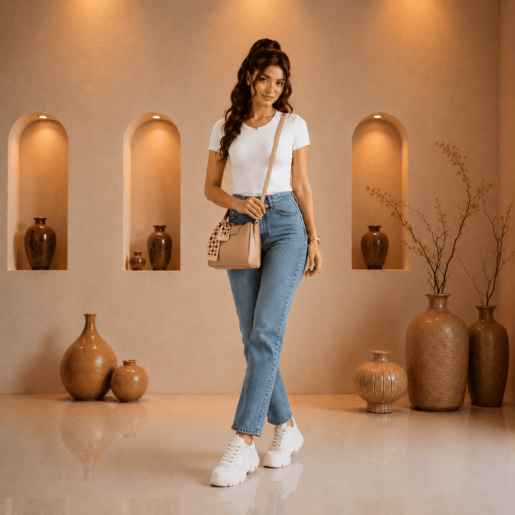 Beige Charm Crossbody Bag