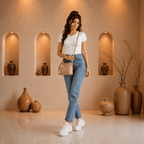 Beige Charm Crossbody Bag