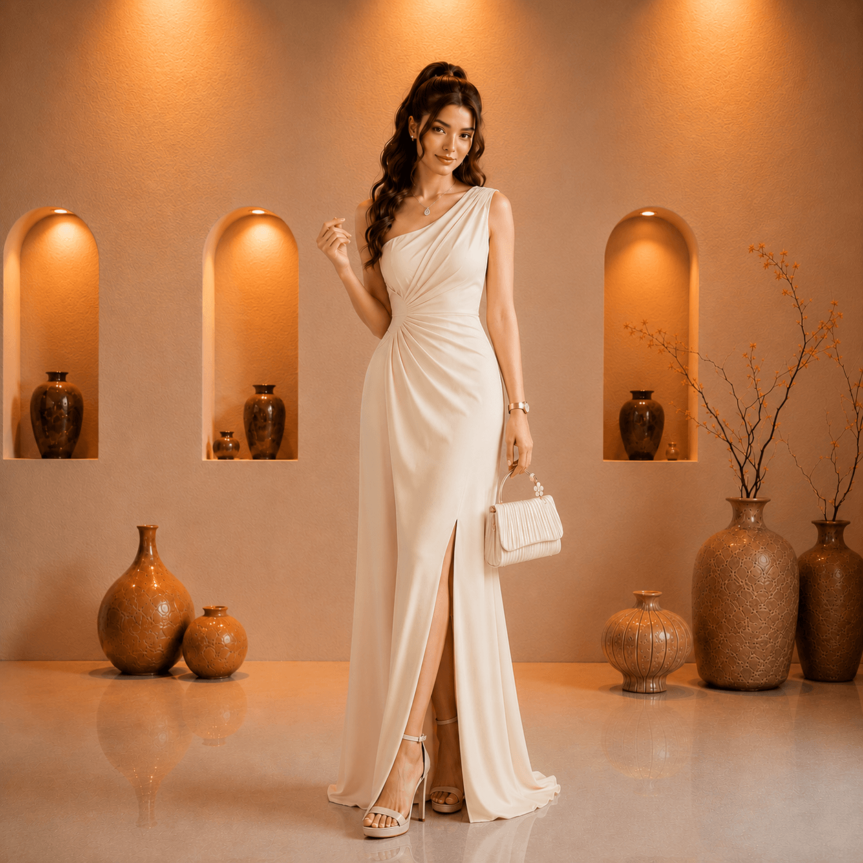 Elegant Floral Handle Evening Clutch