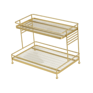 Golden double layer makeup organizer