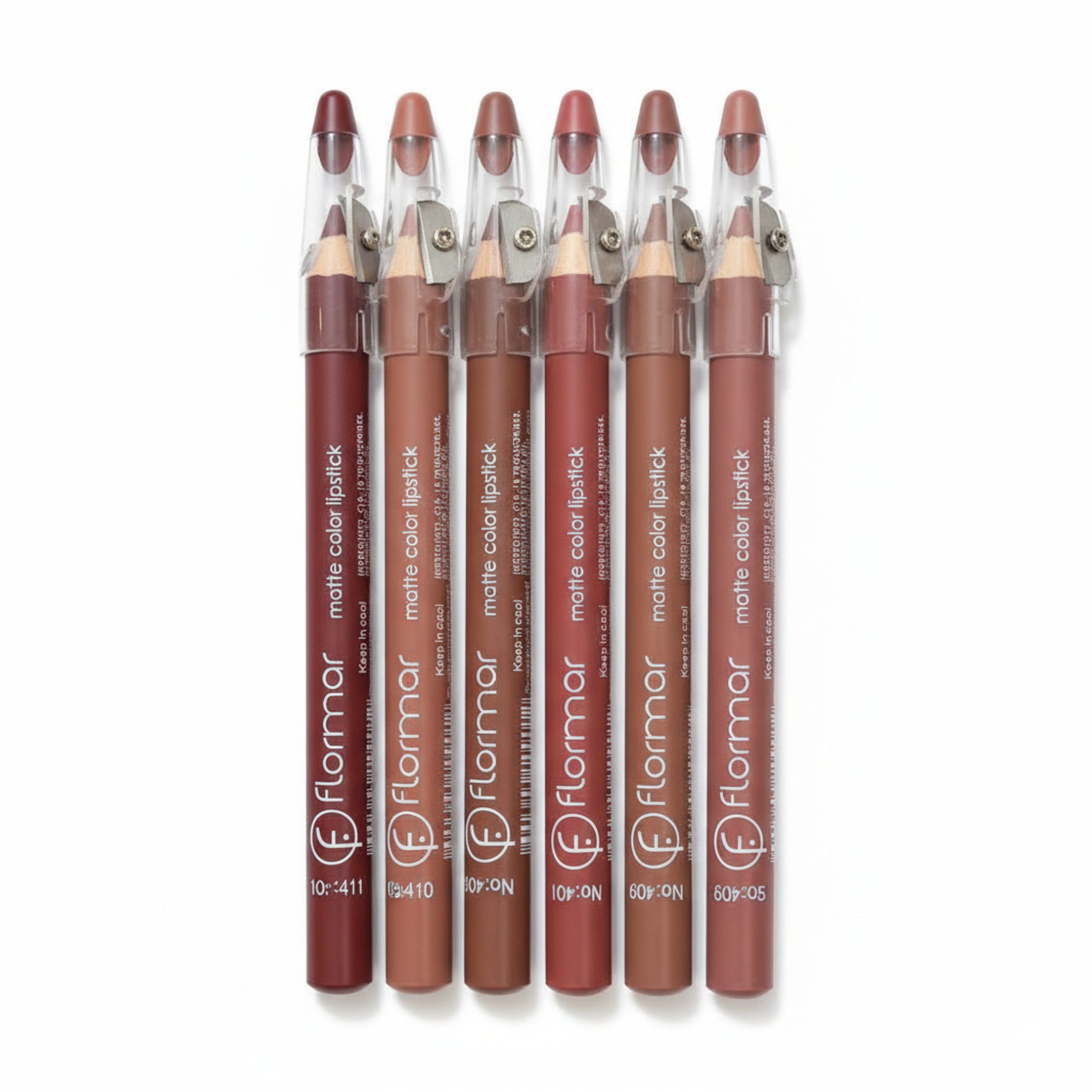 High Pigmented Smudge Proof Lip Pencils - Set of 6 in Maroon Shades