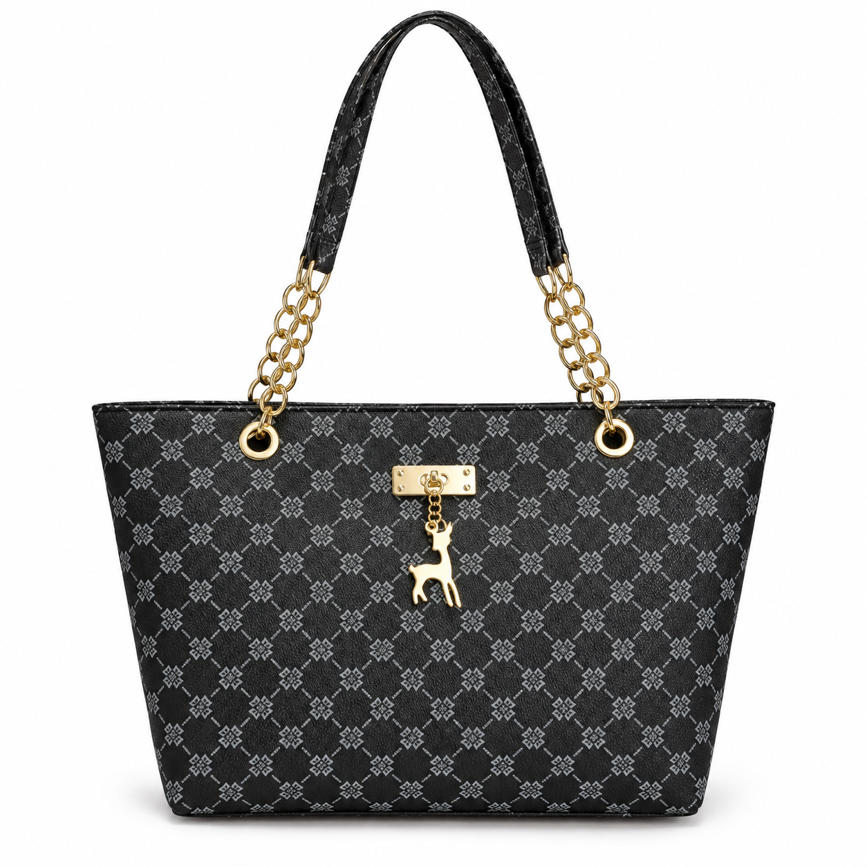 Luxe Monogram Chain Tote Bag