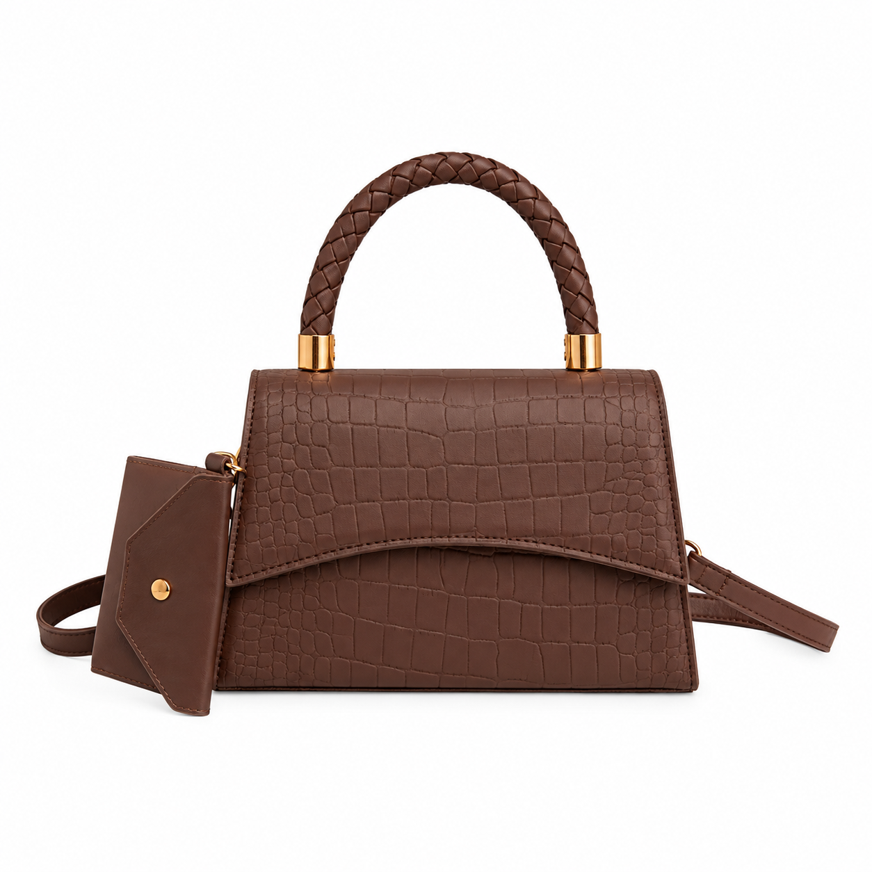 Brown Crocodile Crossbody Bag
