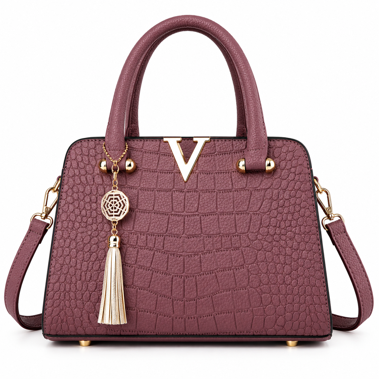 Elegant Crocodile Texture Handbag