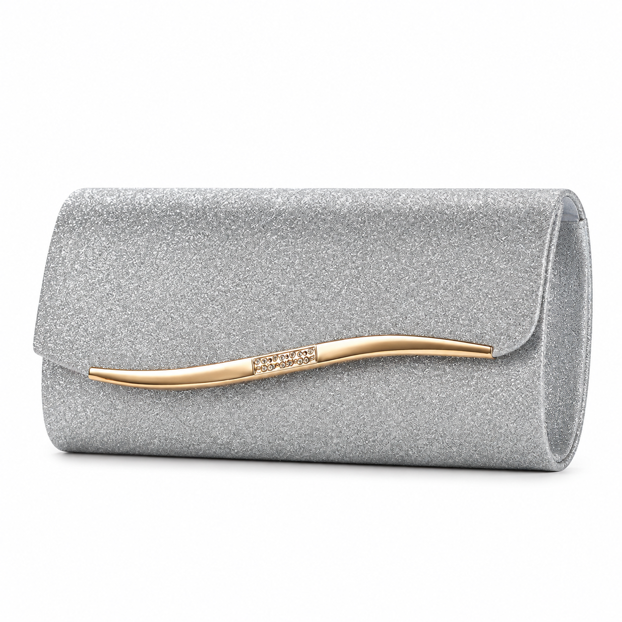 Silver Glitter Gold Bar Clutch