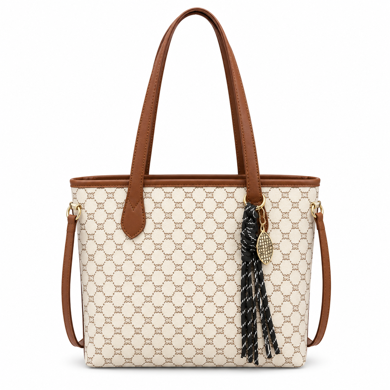Monogram Ribbon Accent Tote Bag